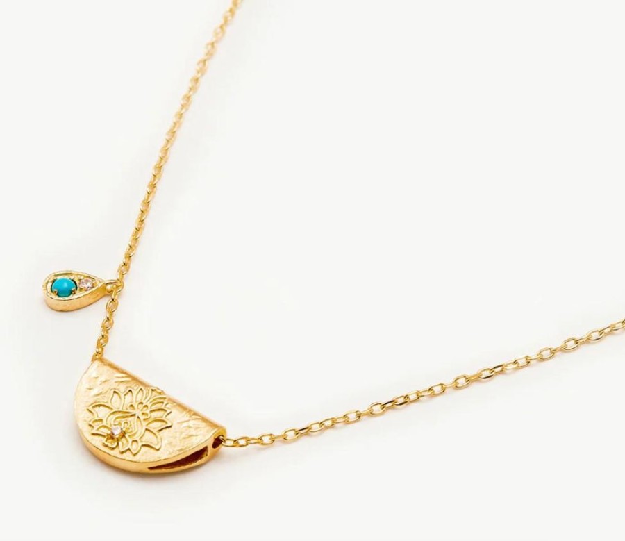 Jewellery BY CHARLOTTE | Gold Lotus Birthstone Necklace - December