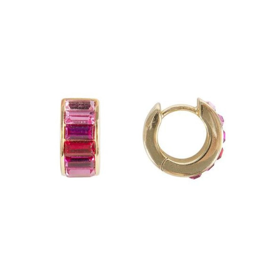 Jewellery FAIRLEY | Pink Ombre Crystal Huggies