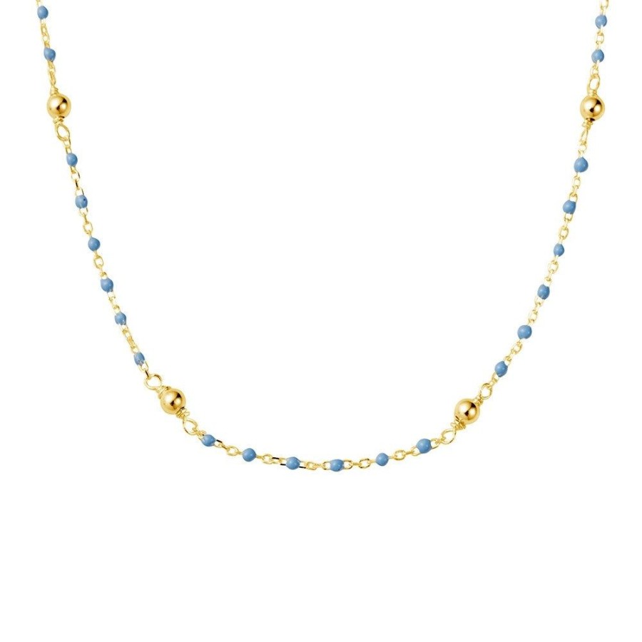 Jewellery Reflections Silver Jewellery | Sky Blue Enamel And Gold Plated Necklace