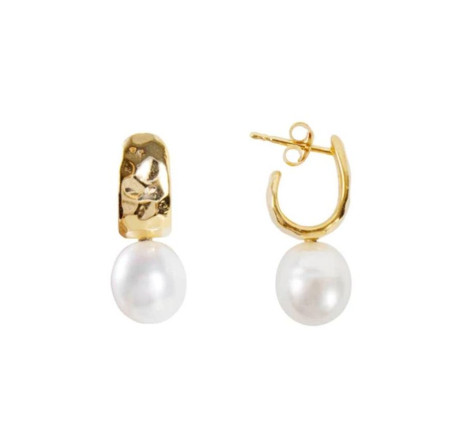 Jewellery FAIRLEY | Dolce Pearl Hoops Gold