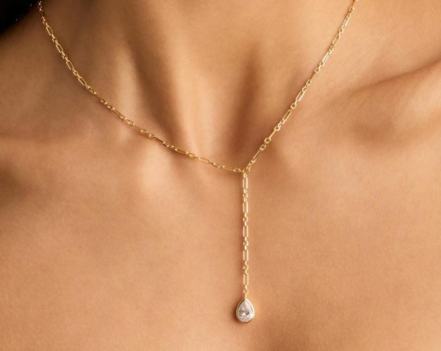 Jewellery BY CHARLOTTE | Adored Lariat Necklace - Gold