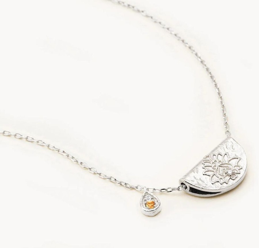 Jewellery BY CHARLOTTE | Silver Lotus Birthstone Necklace - November