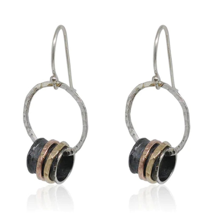 Jewellery ISRAELI | Earrings 9Ct Gold And Silver Round Rings