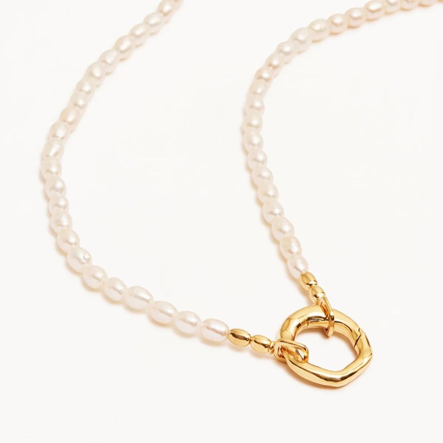 Jewellery BY CHARLOTTE | Horizon Annex Link Pearl Necklace Gold