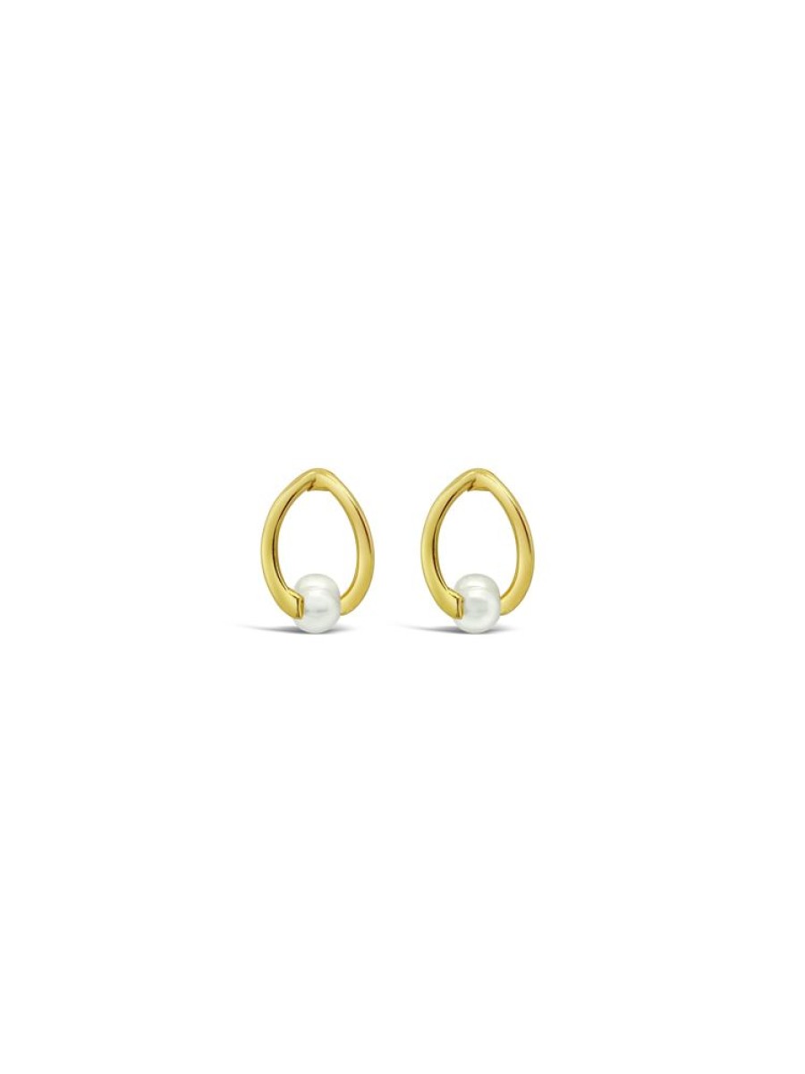 Jewellery ICHU JEWELLERY | Twisted Pearl Stud Earrings, Gold