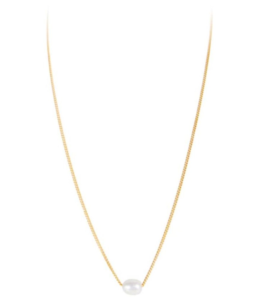 Jewellery FAIRLEY | Mini Pearl Teardrop Necklace - Gold