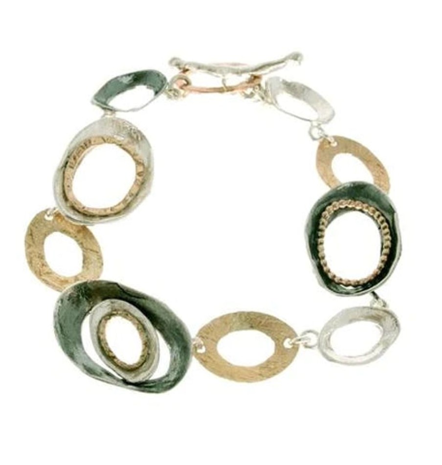 Jewellery ISRAELI | Bracelet Gold Filled And Silver Oval Detail