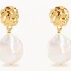 Jewellery BY CHARLOTTE | Endless Grace Pearl Drop Earrings - Gold