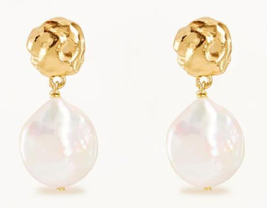 Jewellery BY CHARLOTTE | Endless Grace Pearl Drop Earrings - Gold