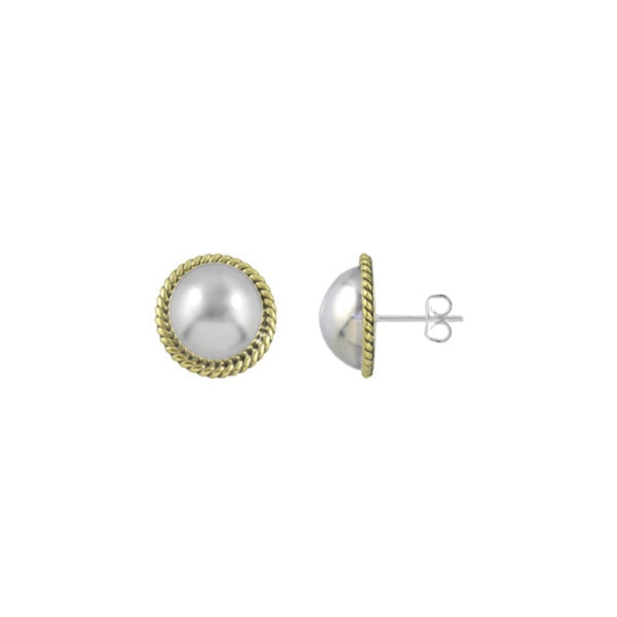 Jewellery ICHU JEWELLERY | Two Tone Rope Edge Ball Earrings